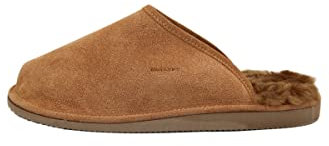 Hollert Lammfell Hausschuhe Pantoffeln Anton Cognac Premium Herren Fellschuhe aus 100% Merino Lammfell Größe 46 EU