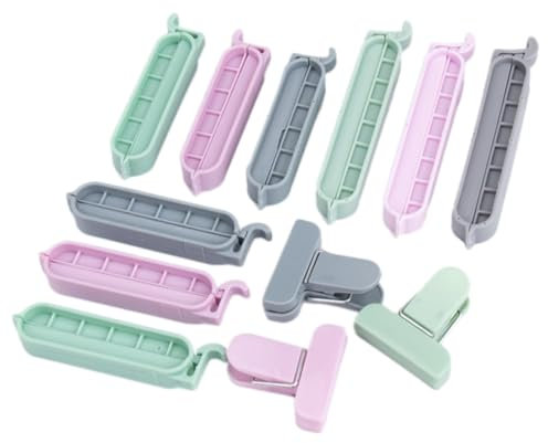 BESTonZON 12pcs Sealing Bag Clips Food Clip Plastic for Food Bags Snack Sealing Tea Random Color