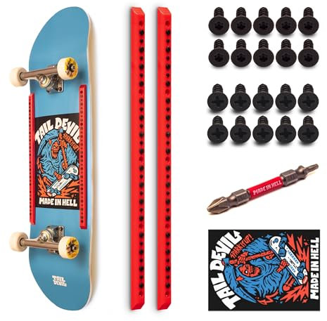THE ORIGINAL TAIL DEVIL SPARK IT UP! ® Skateboard Schienen mit Feuersteinen für Sparks für Kinder ab 8 Jahre & Erwachsene - Skateboard Deck Zubehör für Kinderskateboards, Rot, 2 STK.