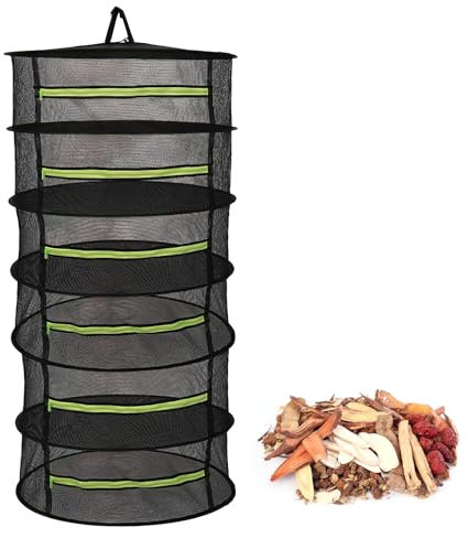 HENGBIRD Red de Secado de 6 Capas para Colgar - Estante para Plantas, Vegetales, Hierbas, Pescado y Ropa (Negro)