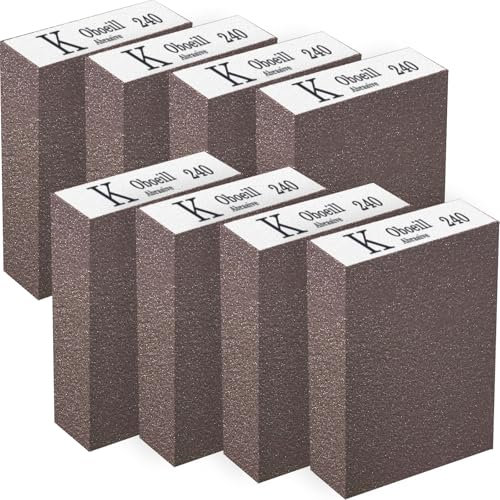 HXJDAM 8 esponjas de lijado, de madera, grano 240, papel de lija de madera, lavable y reutilizable para pulir diferentes materiales
