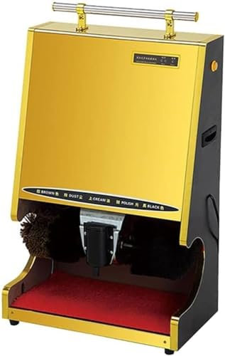 Máquina limpiabotas automática, con mango, pulidora de zapatos completamente automática, máquina cepilladora de zapatos eléctrica for el hogar, máquina automática de acero inoxidable for hoteles(Gold)
