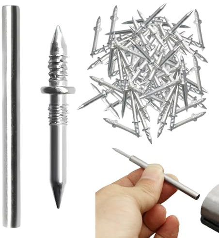 Nahtloser Nagel mit Doppelköpfigem Sockelfaden, Stahlnägel Betonnägel, Ziernägel Nägel für Betonwände, Sockelleisten Invisible Safety Screws mit Nagelspezifischen Hülsenwerkzeug (50 Stück)