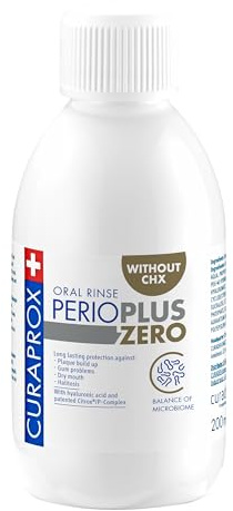 Curaprox Perio Plus Zero Mundspülung – Alkoholfreie Mundspülung mit CITROX® & Hyaluronsäure | Für Zahnfleischgesundheit & Zahnspangenpflege | 200 ml | Schweiz