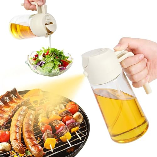 Blendura Öl Sprühflasche, 2 in 1 Ölsprüher für Speiseöl Ölspray, 470ml Ölsprüher für Heißluftfritteuse zum Küche, Grillen, Heißluftfritteuse, Salat, Backen, Weiß