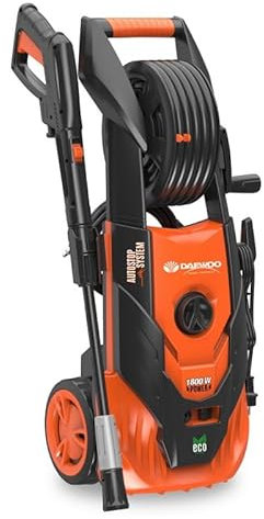 Daewoo Hidrolimpiadora Dax 130-1.800W - 140 Bar, 1.8 kW, Caudal Máximo 420 l/h, Incluye: Pistola, Lanza, Manguera, Conector Rápido y Botella Detergente 700160