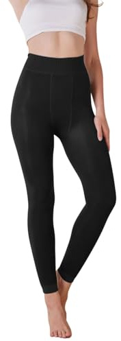 Risipu - Collant da donna con compressione foderati in pile, senza piedi, per danza, collant a vita alta elasticizzati, leggings termici invernali caldi e spessi, Nero , M