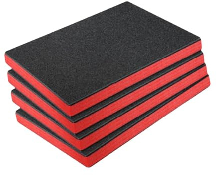 Sharplace Lot de 4 Inserts en Mousse pour Boîte à Outils, Mousse Prédécoupée Cube, Garniture de Valise, Protection et Transport, pour Appareil Photo et Mallette de Protection, 43.8X 30X3.8cm
