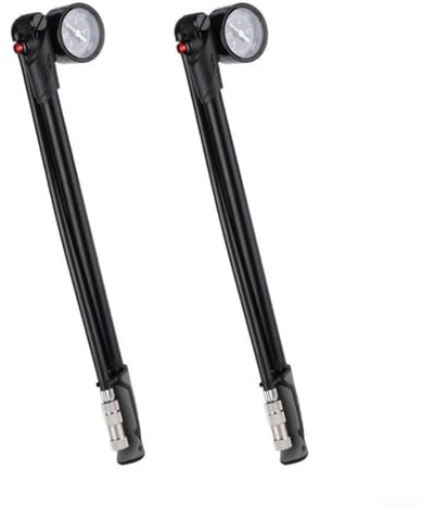 Front Fork Shock Absorber Pump with Gauge, 300 PSI High Pressure Aluminum Alloy Bike Pump for Front Fork Rear Shock and Pneumatic Tires, T-Handle, 360° Rotating Valve, Lightweight 159g(B)