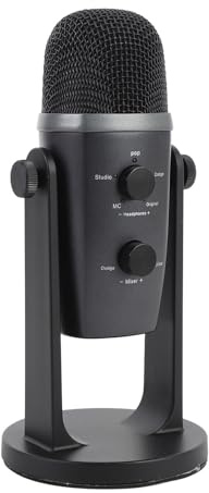 Jectse Gaming USB-mikrofon, Brusreducerande Kondensatormikrofon med Quick Mute, Trådbunden Datormikrofon med Ställ för Konferens Streaming Inspelning Karaoke
