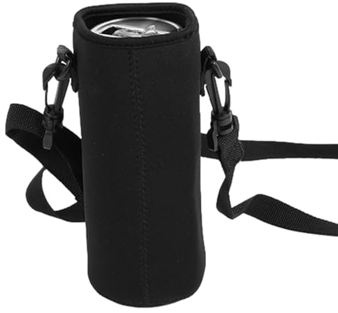Vattenflaskhållare – isolerad axelväska, justerbar remhållare | robust neopren-flaskfodral, lätt dryckesväska | universell passform för resor, vandring, utomhus, sport, gym, Svart 750 ml (1
