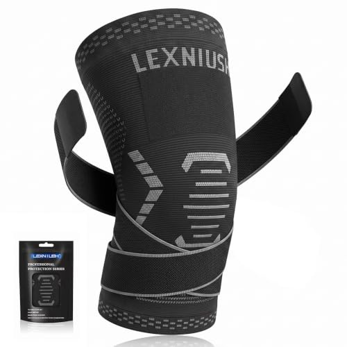 Lexniush Knee Support for Men/Women, Adjustable Knee Brace for Meniscus Tear, Arthritis, ACL, Running, Sports, Compression Knee Sleeve for Joint Pain, Pain Relief, Ligament Injury, MCL, Tendonitis L
