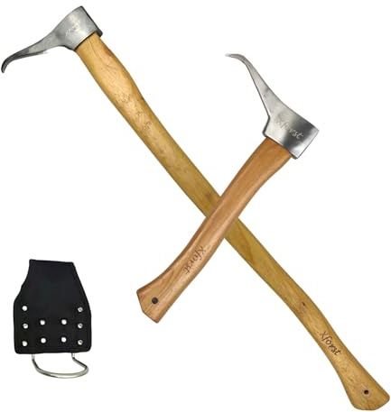 Xforst Set 2 Sapie a Mano Professionali – Zappino Tiratronchi 70 + 38 cm con Custodia e Supporto Cintura, Manico Hickory Americano, Testa Acciaio Carbonio Forgiato, Sappie Forestale X-P500L + X-P50BX