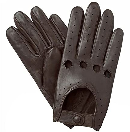 Swift Wear Gants de conduite en cuir d'agneau souple pour homme Style rétro classique, marron chocolat, L