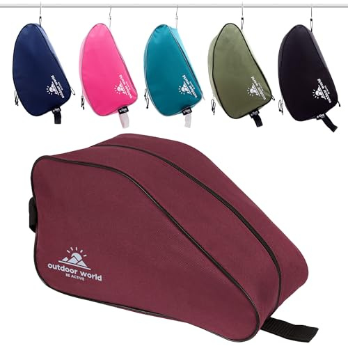Outdoor World Premium Schuhtasche – Wasserabweisend, mit weitem Reißverschluss, Unisex –Schuhtasche für Wander, Fußball, Rugby und Golfschuhe–Geeignet für Erwachsene,Kinder, Herren und Damen (Burgund)