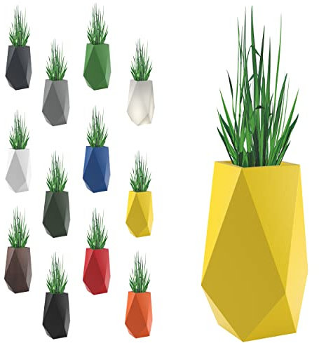 Monumo®️ Volcano Blumentopf Groß mit Innenkasten wetterfest geeignet für Haus Büro Garten Patio Hotel Restaurant Balkon und Terrasse moderner Gartentopf (42 cm x 42 cm x 80 cm, Gelb)