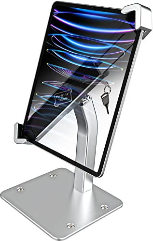 woleyi Tischhalterung Tablet Diebstahlsicherung, Kiosk Tablet Stand mit Schloss, Anti Diebstahl Desktop Tablet Halterung für iPad Pro 12.9/ Air, Surface, Galaxy Tabs, 9-14