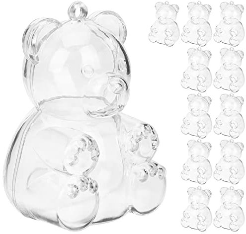 Toyvian Bear Shaped Candy Boxes, 12Pcs Cute Small Candy Boxes Clear Bear Container for Baby Shower Birthday Party Favors