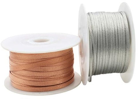 COYOUCO 8/10/12Mm Pure Copper Metal Braid Sleeving Flexible Shielding Wire Mesh Expandable Metal Sheath Screening Signal Wire,Pure Copper 12mm 1meter