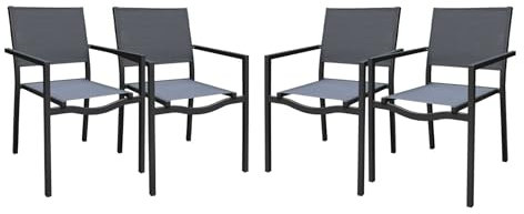 sweeek - Lot de 4 chaises de Jardins empilables en Aluminium et textilène. Anthracite
