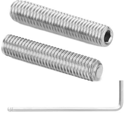 MewuDecor M3 x 10mm Internal Hex Socket Set Grub Screws 304 Stainless Steel Flat Point Set Screw, 100 PCS