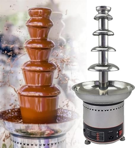 Fontaine à chocolat, fontaine de fête, machine à faire fondre le chocolat électrique, pot à fondue au chocolat en acier inoxydable, sauce barbecue, ranch, liqueurs, argent(5floors)