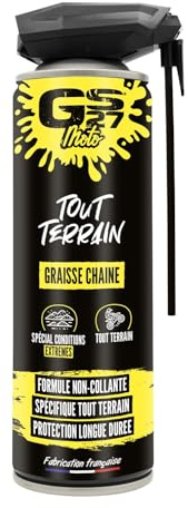 GS27 - Graisse Chaine Tout Terrain GS27 Moto - Adaptée aux Conditions Extrêmes - Système Double Diffusion - 500ml