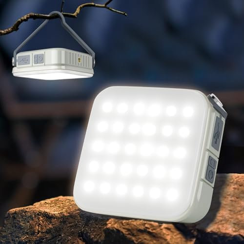 Quntis LED Campinglampe, Camping Laterne Ultra Hell 1000 Lumen Zeltlampe Tragbar wasserdicht 3 Helligkeit SOS Dimmbar und 4 Lichtmodi für Stromausfällen, Angeln, Camping, Notfall weiss