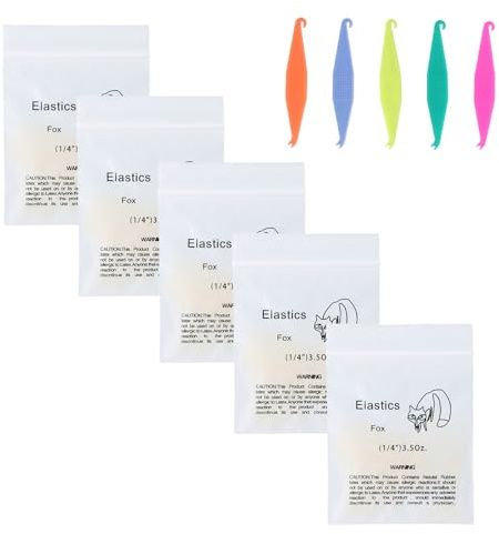 500 Piezas Gomas Ortodoncia, Ortodoncia Goma Elástica, Bandas de Goma Multiusos, Dentales Elásticas, con 5 Colocadores Elásticos Ortodónticos de Plástico (Zorro 1/4)