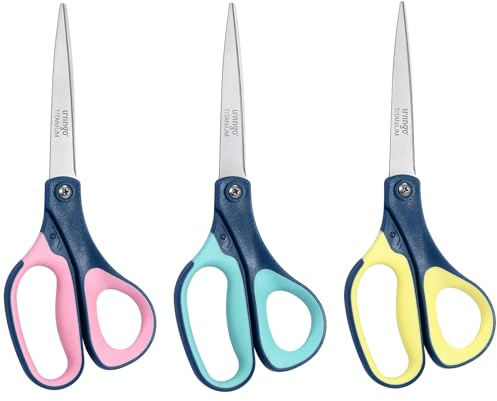LIVINGO Titanium Scissors All Purpose - 3 Pack 8.5” Sharp Stainless Steel Heavy Duty Shears for Office Home Crafting Cutting Paper Fabric