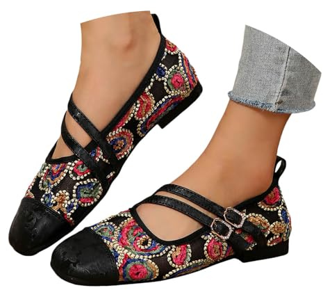 Ballerine Femme Confortable Pied Large Ballet Petit Talon Chaussures Ballerines Loafers Élégante À Enfiler En Maille Avec Semelle Souple À Bout Respirantes Sport Loafers Pour Les Mariages Et Les Fêtes