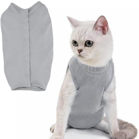 Anseom Hundebody Nach Op Hunde-Erholungsanzug Einteiler zur Genesung von Hunden Anti Lecken Hund Onesies Hunde-Genesungsanzug E-Halsband-Alternative für Hunde Katzen Nach der Operation (Grau, S)