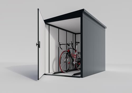 MY-MÜLLTONNE Fahrradbox RAL 7016 – Fahrradgarage für 2 Fahrräder, abschließbarer Fahrradcontainer für Diebstahlschutz aus verzinktem Stahl, wetterfester Fahrradunterstand in anthrazit