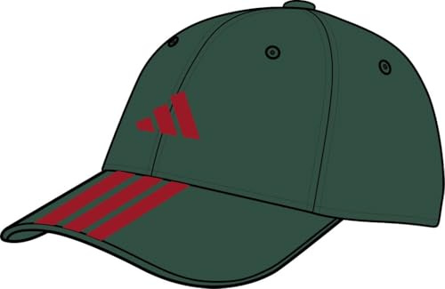 Adidas Mixte Bball 3S cap New Logo, Team Dark Green/Better Scarlet, S-M