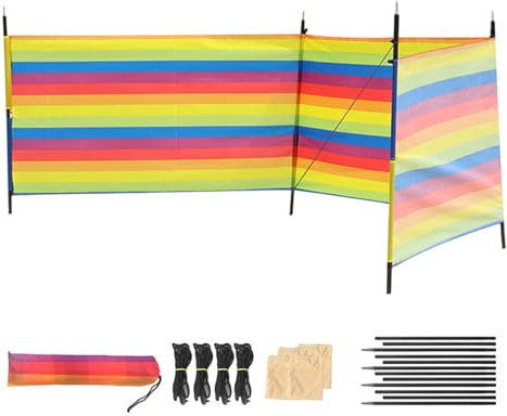 Hogvinnatil Paravento da spiaggia, e parasole per – barriera protettiva leggera con aste e borsa per il trasporto, accessorio da viaggio portatile, per vacanze, giardino, balcone e