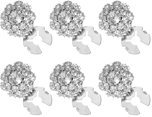 6PCS Button Covers, Detachable Rhinestone Button Covers for Women Blouses Crystal Decorative Clips Buttons Jewelry for Jeans Sewing DIY Craft Women Men(Silver)