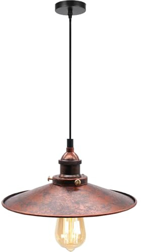 YSGUYILT Lámpara Colgante Industrial Vintage Paraguas E27 - Lamparas Techo Colgantes Retro de Hierro Interiores para Cocina Comedor Bar Balcón Color óxido ø26 cm