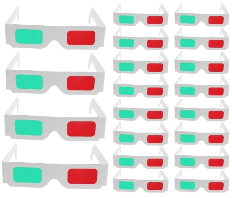 DIYEAH Lot de 20 Lunettes 3D en Papier Rouge et Vert pour Adultes et Enfants, pour Films, Bandes dessinées, émissions TV et expériences scientifiques