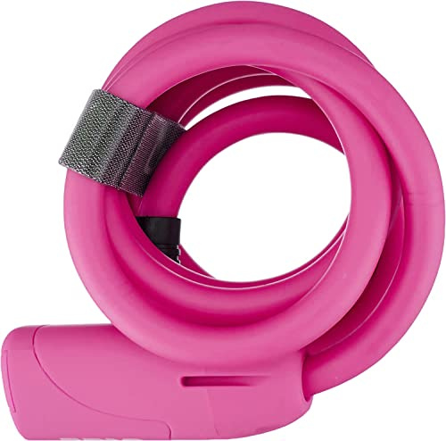 ULACLOCK Lucchetto per bicicletta di sicurezza con cavo in silicone rosa, bici, skateboard, monopattino [1,5 m cavo x 10] 3 chiavi incluse