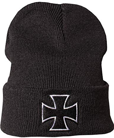 Berretto: Croce di Ferro - Moto - Heavy Metal/Berretto di Lana/Berretto Invernale/Beanie/Berretto/Cappello/Berretto Uomo/Unisex/Berretto Sci/Armata/Regalo Moto (Nero)