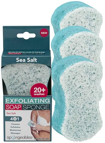 Spongeables Body Wash in a 20+ Wash Sponge, Sea Salt, 3 Count
