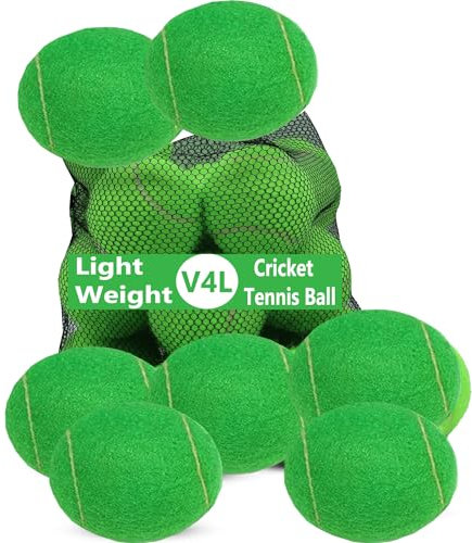 V4L Palline da tennis da cricket, leggere, in gomma, per allenamento di cricket, tennis, cricket, palla da tennis pesante, gialla (confezione da 6)