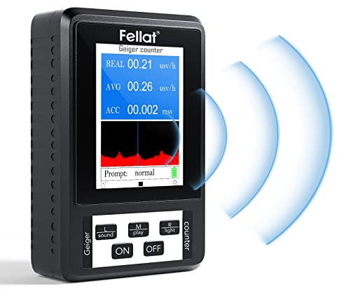 Detector de Radiación Nuclear Contador Geiger, Fellat Portátil Digital Dosimeter de Alta Sensibilidad Precisión Beta Gamma X-ray Monitor con Pantalla LCD Grande