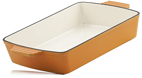 Mahlzeit pirofila in ghisa quadrata 3,8 litri | Sunny Orange | smaltatura in ghisa | pirofila per lasagne alta, pirofila smaltata, pirofila per arrosto, casseruola rettangolare