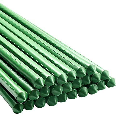 Garden Plant Stakes 48 Inch 4Ft Steel Plant Stick Support, 25 Pack Tomato Stakes for Growing Climbing Plants, Potted Plants, Tomatoes, Trees, Cucumber, Beans, Fences Poles