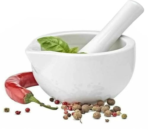 Glamza Set di mini pestello e mortaio, piccolo e compatto, 7 cm, mortaio e pestello, strumento da cucina per macinare spezie ed erbe con facilità, realizzato in porcellana tradizionale