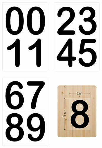 Zahlen Aufkleber Klebezahlen zum Aufkleben auf Türen, Briefkästen Klebezahlen Wetterfest Aufkleber Zahlen für die Nummerierung (transparenter Hintergrund, schwarze Zahlen, 90 x 130 mm)