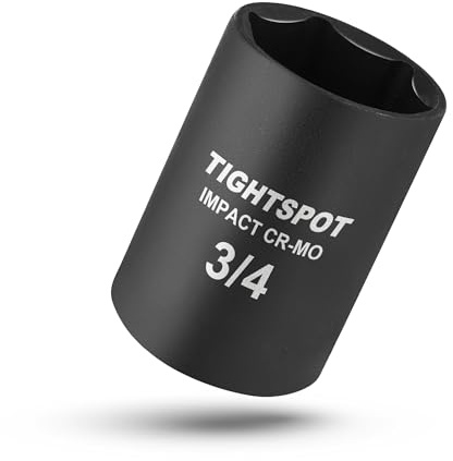 Tightspot 3 8 Inch Drive 3 4 Inch Shallow Impact Socket with Anti Rounding 6 Point Design, Heat Treated Crmo Steel