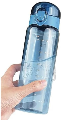 Bavooty Bouteille D'eau,780ml Gourde Sport,Gourde Sport Transparente,Bouteille étanche,Anti-Fuite,Facile à Ouvrir,Verrouillage Sécurisé,Léger Et Réutilisable,Pour Gym,école,Cyclisme,Plein Air,Bleu