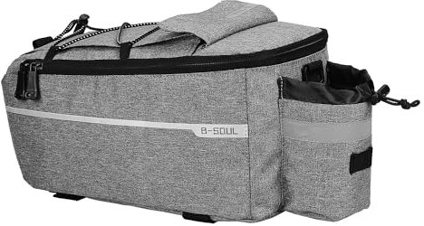 Eidoct 10L Waterproof Bicycle Rear Pannier Bag with Insulated Cycling Trunk Storage Pouch and Shoulder Strap for Bike Rack - Reflective Commuter Bag (Grey)